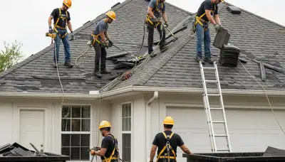 Littleton, CO tree service crew cleaning up storm damage after hail and wind