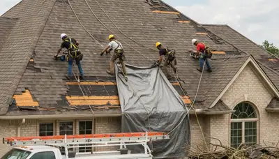 Littleton, CO tree crew clearing storm-damaged limbs and fallen trees after hail and wind