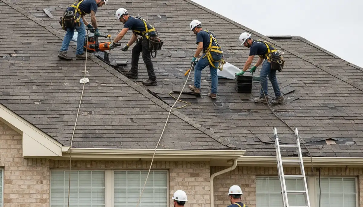 Littleton, CO arborist removing storm-damaged tree limbs after hail and wind damage