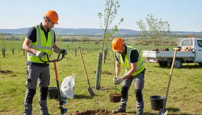 Littleton, CO arborist planting a healthy tree for residential landscape service