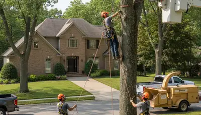 Tree service crew in Littleton, CO providing professional tree removal and trimming services
