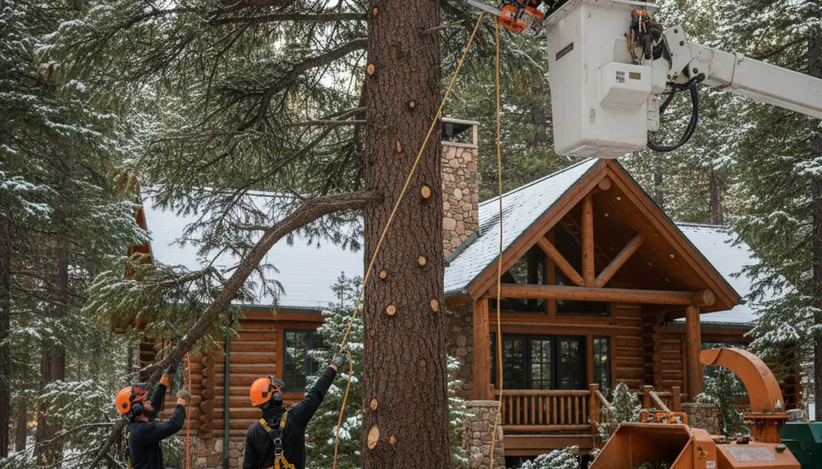 Tree service crew in Littleton, CO performing professional tree removal and trimming work