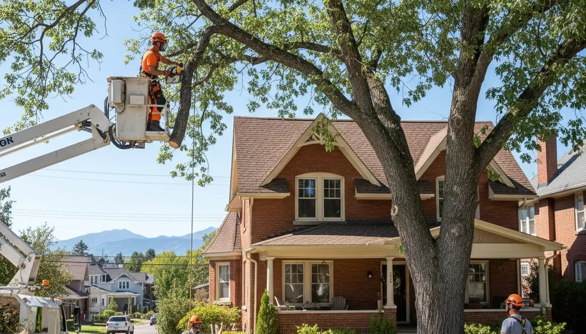 Tree service crew removing a tree in Littleton, CO for safe, professional property care