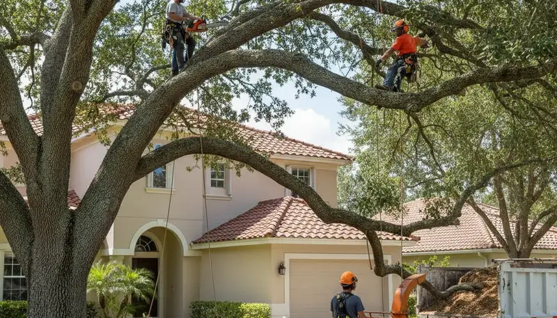 Tree service crew in Littleton, CO providing professional tree removal and trimming for local property owners