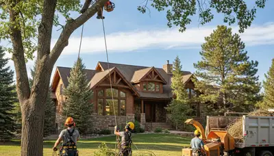 Tree service crew in Littleton, CO providing professional tree removal and trimming for homeowners
