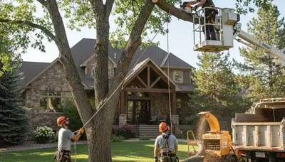 Tree service crew in Littleton, CO providing professional tree removal for a local property