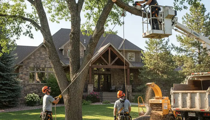 Tree service crew in Littleton, CO providing professional tree removal for a local property